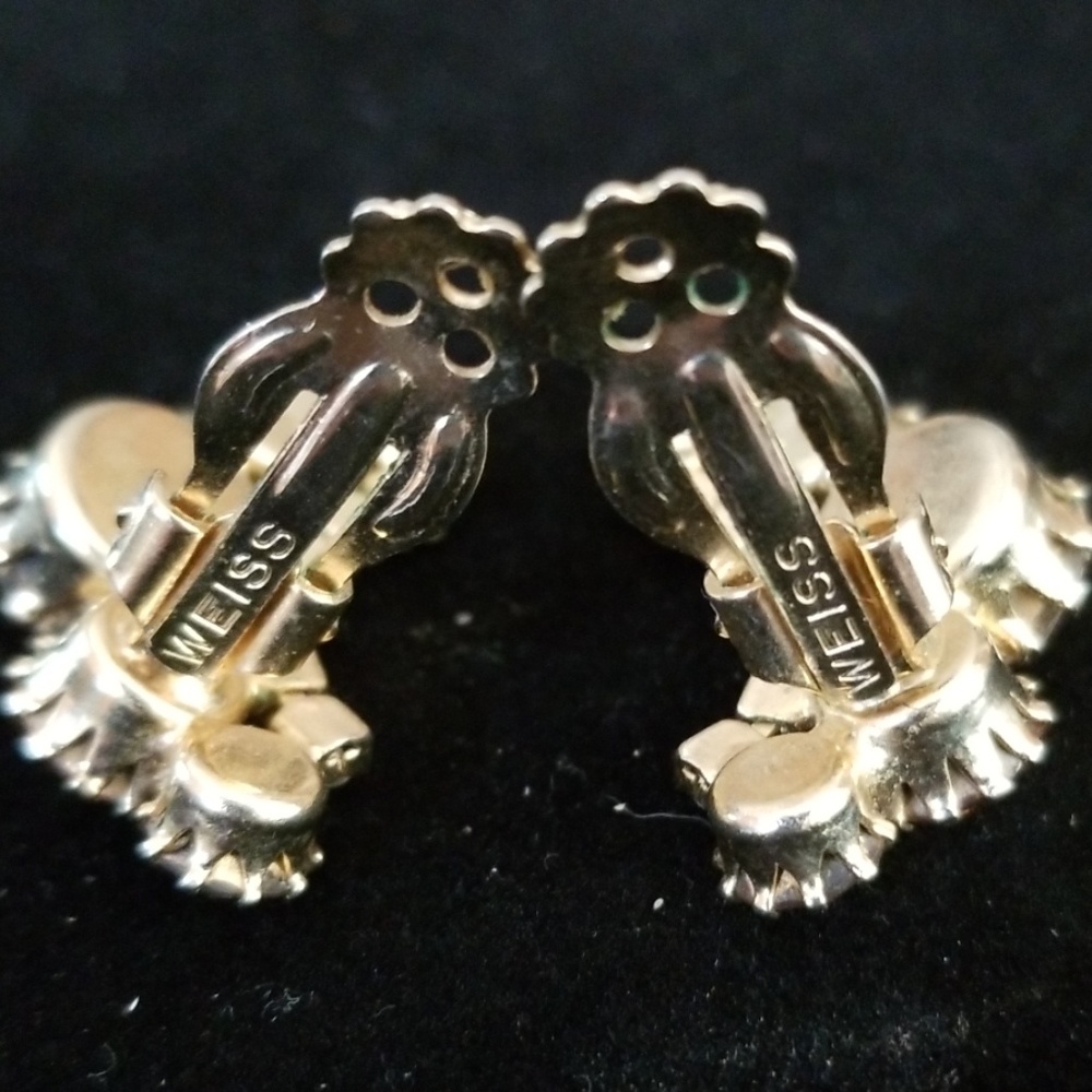 Vintage WEISS Crystal Clip On Earrings - Picture 8 of 11